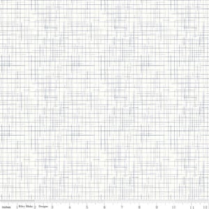 Gunny Sack Denim - Riley Blake Designs - Cream & Blue - Lori Holt - Quilting Cotton Fabric