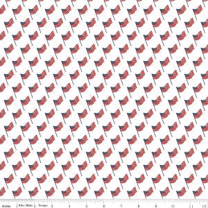 SALE Stars and Stripes Forever Flags C15713 White by Riley Blake Designs - American Flags Patriotic USA - Quilting Cotton Fabric