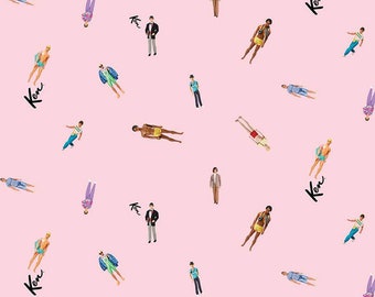 SALE Barbie World Ken Dolls CD15023 Pink - Official Licensed Product - DIGITALLY PRINTED - Quilting Cotton Fabric