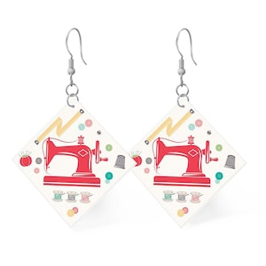 SALE Leather Square Earrings - My Happy Place - Riley Blake Designs