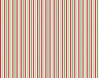 SALE Christmas Stripe Eighth Inch 1/8&quot; - Riley Blake Designs - Red Green White Holiday - Quilting Cotton Fabric