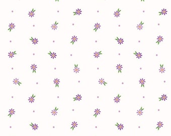 Strength in Lavender Ditsy C13224 White by Riley Blake Designs - Cancer Awareness Floral Flowers - Quilting Cotton Fabric