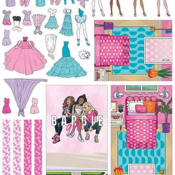 Barbie Girl Dream House Pack and Play FELT Panel FT12995 by Riley Blake - Dolls Outfits Carry Case Individually Packaged  - Polyester