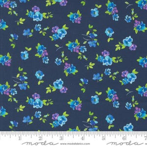 Flower Patches Vintage 21828 Midnight - Moda Fabrics - Floral Blossoms Petals Small Flowers Sprigs - Quilting Cotton Fabric