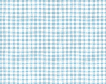 Firework Fields Gingham Light Blue Checkered Fabric - C17583 - Riley Blake Quilting Cotton Fabric