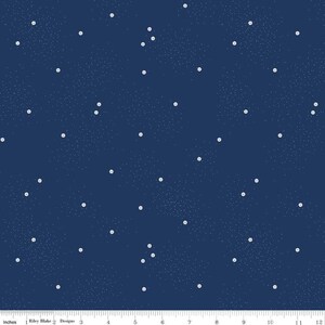 SALE Dainty Daisy C665 Navy - Riley Blake Designs - White Daisies Floral Flowers Pin Dots - Quilting Cotton Fabric