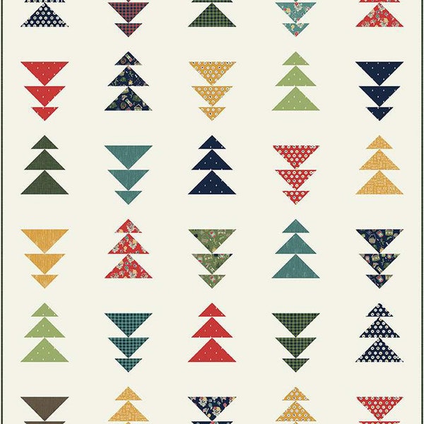 SALE Camper Quilt PATTERN P120by Gracey Larson - Riley Blake Designs - INSTRUCTIONS Only - Love You S'more - Flying Geese Pine Trees