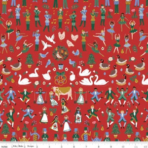 A Pear-fect Christmas Twelfth Day C14970 Red - Riley Blake Designs - Twelve Days of Christmas Icons - Quilting Cotton Fabric