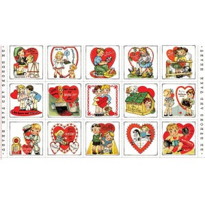 May include: A vintage Valentine's Day sheet of stickers featuring 12 different designs. Each sticker features a cartoon couple with a heart and a Valentine's Day message. The messages include "You Have My Heart", "Don't Give Me The Brush-Off", "My Valentine", "Cut Out", "Save Our Love", and "Be My Valentine".