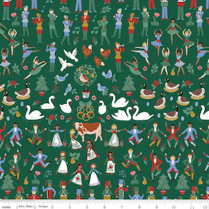 A Pear-fect Christmas Twelfth Day C14970 Green by Riley Blake Designs - Twelve Days of Christmas Icons - Quilting Cotton Fabric