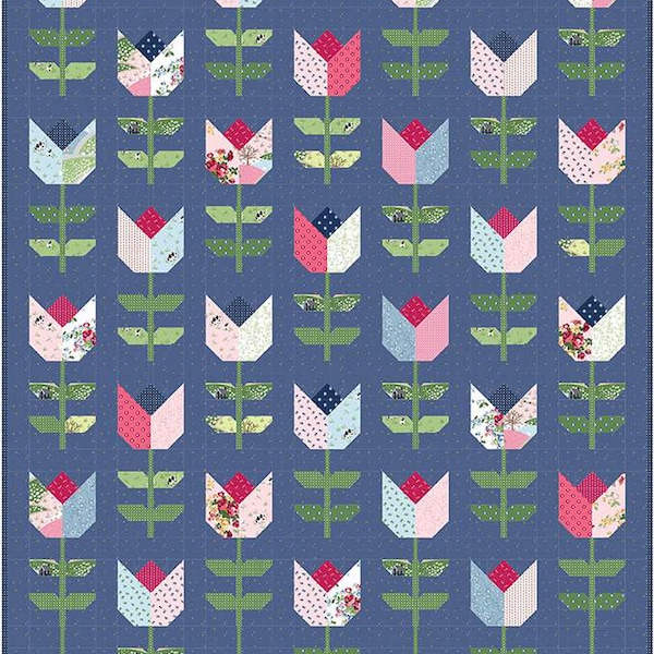 Tailored Tulips Quilt PATTERN P115 by Melissa Mortenson - Riley Blake Designs - INSTRUCTIONS Only - 10" Stacker Layer Cake Friendly