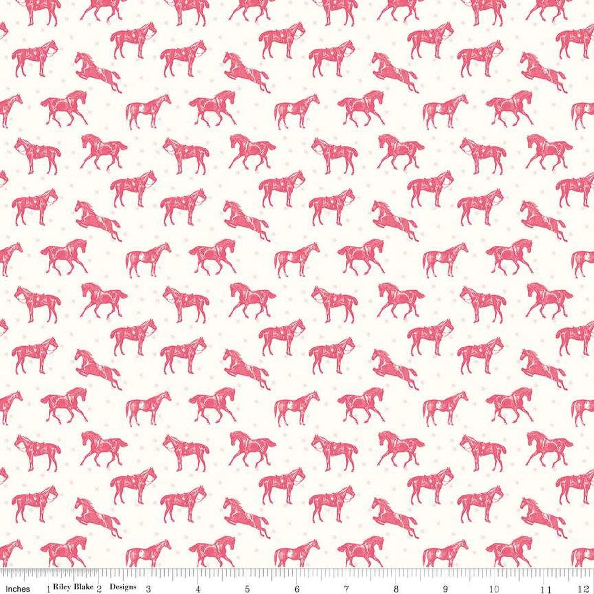 Bluegrass Charm Horses C16391 Cloud - Riley Blake Designs - Horse Stars Saddle Reins - Quilting Cotton Fabric