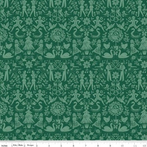 A Pear-fect Christmas Lords A-Leaping C14972 Green - Riley Blake Designs - The Twelve Days of Christmas Icons - Quilting Cotton Fabric