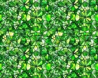 Lumenique Mosaic Blender Kelly Green Stained Glass Fabric - 31942 - QT Fabrics Quilting Cotton Fabric