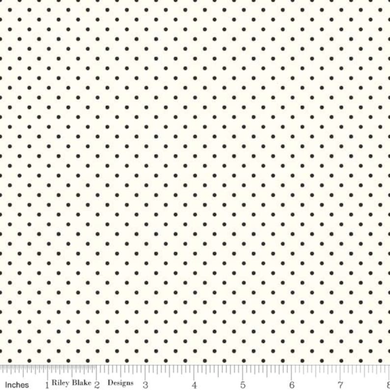 Black Flat Swiss Dots on Cream Le Creme by Riley Blake Designs Polka Dot Quilting Cotton Fabric image 1