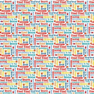 SALE Ladder Co. 1 Alert DC10586 Multi - Michael Miller Fabrics - Ladder Company One Text Firefighters Children's - Quilting Cotton Fabric