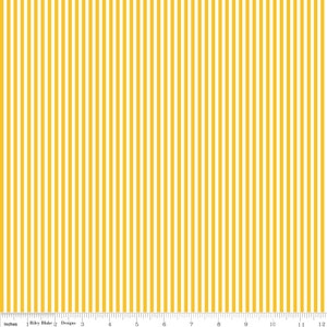 SALE Mustard Yellow and White 1/8 Eighth Inch Stripe - Riley Blake Designs - Quilting Cotton Fabric