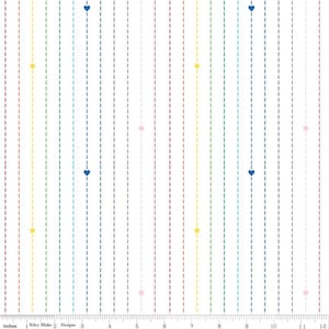 SALE Imagine Dashing Rainbow C12165 White - Riley Blake Designs - Dashes Dashed Lines Stripes Geometric Shapes - Quilting Cotton Fabric