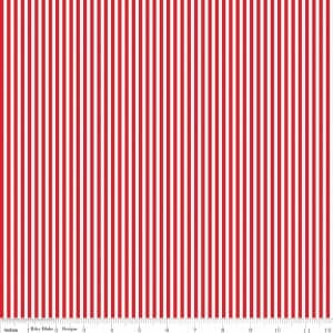 SALE Red and White 1/8 Eighth Inch Stripe by Riley Blake Designs - Patriotic Independence - Quilting Cotton Fabric