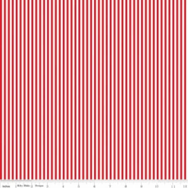 Red and White 1/8 Eighth Inch Stripe by Riley Blake Designs - Patriotic Independence - Quilting Cotton Fabric