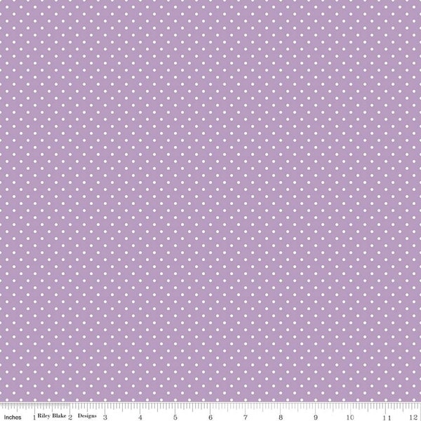 SALE White on Lavender Flat Swiss Dots by Riley Blake Designs - Light Purple Polka Dot - Quilting Cotton Fabric