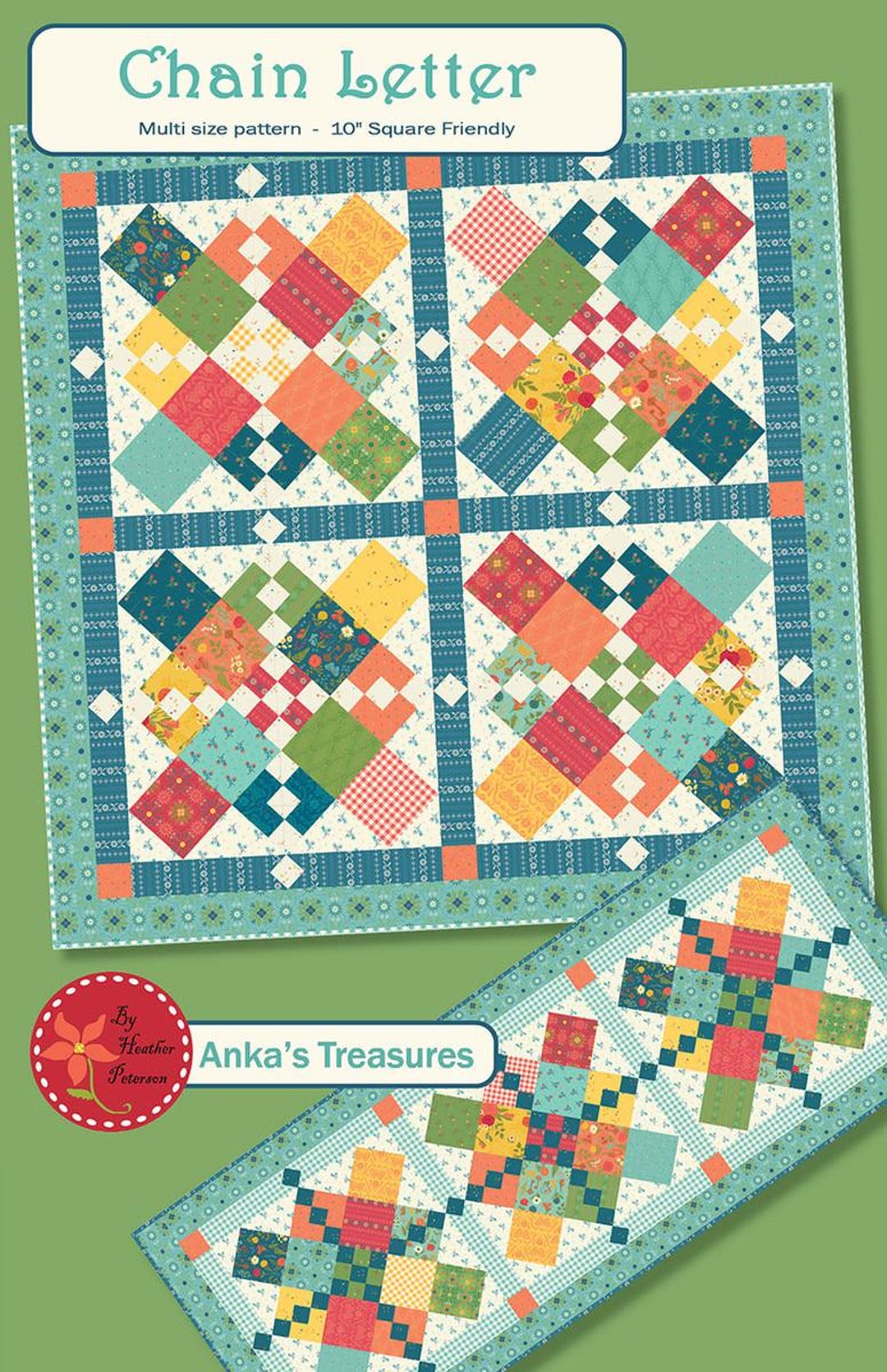 SALE Chain Letter Quilt & Runner PATTERN - Heather Peterson - Riley ...