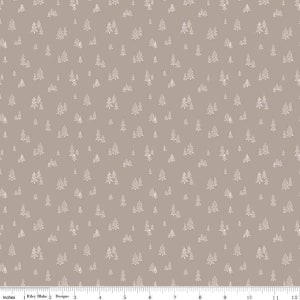 May include: A seamless pattern of white stylized pine trees on a light brown background.