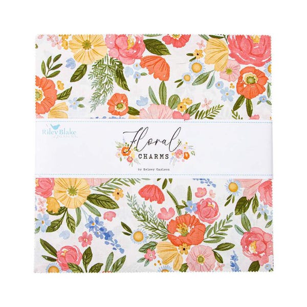 SALE Floral Charms Layer Cake 10" Stacker Bundle - Riley Blake Designs - 42-Piece Precut  - Flowers - Quilting Cotton Fabric