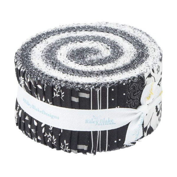 SALE Black Tie 2.5 Inch Rolie Polie Jelly Roll 40 pieces - Riley Blake Designs - Black/Off White - Precut Pre cut Bundle - Cotton Fabric