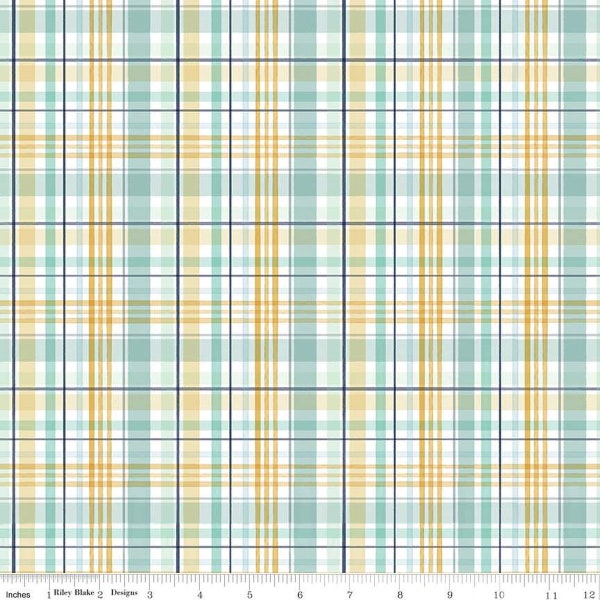 It's a Boy Plaid C13253 Multi by Riley Blake Designs - Multicolored White - Quilting Cotton Fabric