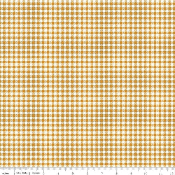 SALE Bee Ginghams Tina C12553 Butterscotch - Riley Blake Designs - 3/16" PRINTED Gingham Plaid Check - Lori Holt - Quilting Cotton Fabric