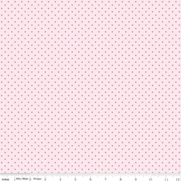 SALE Picnic Florals Dots C14615 Carnation by Riley Blake Designs - Polka Dot Dotted - Quilting Cotton Fabric
