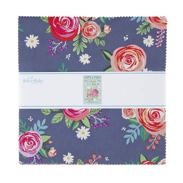 SALE Poppy and Posey Layer Cake 10" Stacker Bundle - Riley Blake Designs - 42 piece Precut Pre cut - Floral Flowers - Quilting Cotton Fabric