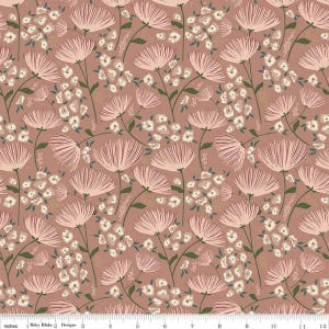 SALE Blush &#39;n Butterscotch Main C15590 Dusty Rose by Riley Blake Designs - Sprigs Flowers Floral Leaves - Quilting Cotton Fabric