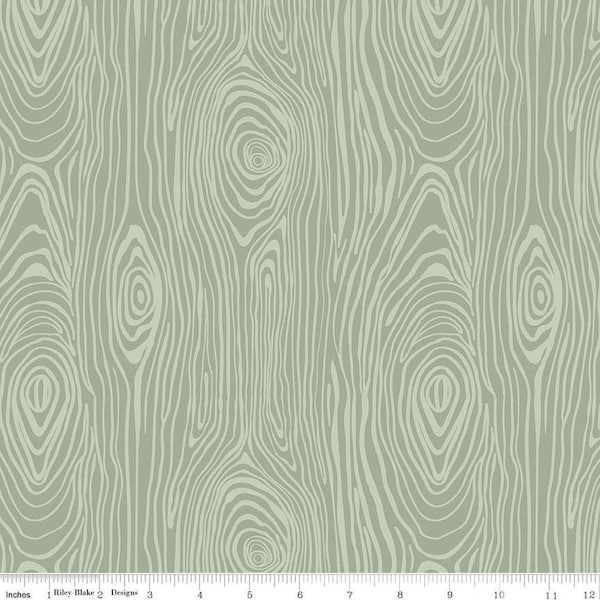 SALE Elmer and Eloise Woodgrain C14242 Sage by Riley Blake Designs - Outdoors - Quilting Cotton Fabric