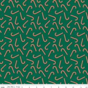 FLANNEL Flannel Candy Canes F16526 Green - Riley Blake Designs - Christmas Candy Sugar - FLANNEL Cotton Fabric