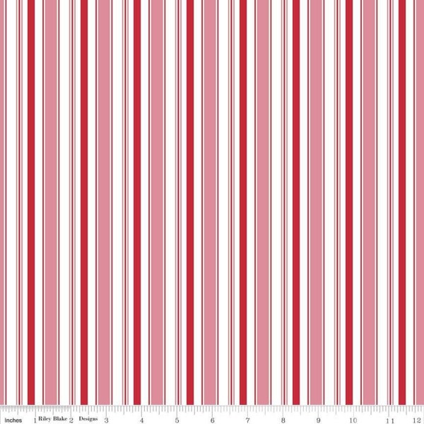 Cozy Christmas Stripe C5368 Pink by Riley Blake Designs - Stripes Striped - Lori Holt - Quilting Cotton Fabric