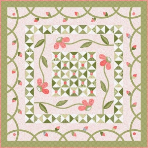 SALE Jillily Studio A Walk in the Park Quilt PATTERN P112 - Riley Blake - INSTRUCTIONS Only - Pieced Hourglasses Appliqued Vines Flowers