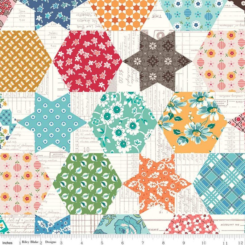 Flea Market Cheater Print Multi C10230 - Lori Holt Riley Blake Quilting Cotton Fabric bild 1
