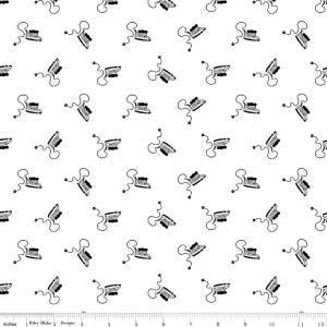 Press On Mini Irons C15261 Black - Riley Blake Designs - Vintage - J. Wecker Frisch - Quilting Cotton Fabric