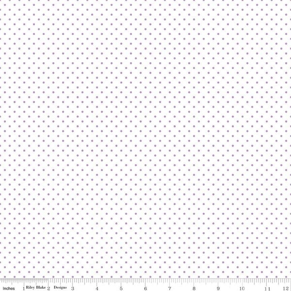 Lavender Purple Flat Swiss Dots on White - Riley Blake Designs - Polka Dot - Quilting Cotton Fabric