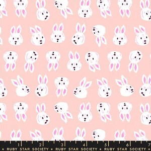 Hello Alice Rabbit RS2125 Vintage Pink - Moda Fabrics - Bunny Bunnies White Rabbit - Ruby Star - Quilting Cotton Fabric