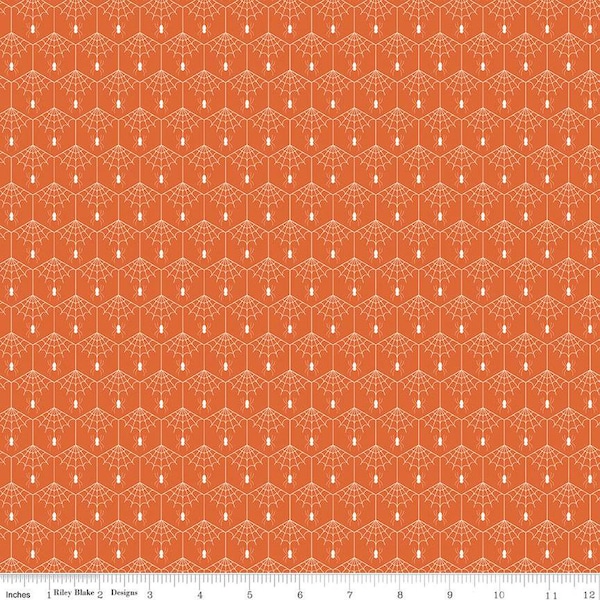 SALE Haunted Adventure Spiderwebs C13111 Autumn - Riley Blake Designs - Halloween Geometric Hexagons Spiders - Quilting Cotton Fabric