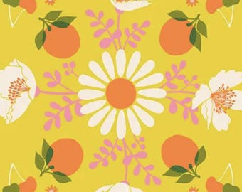Juicy Retro Fruit RS0085 Golden Hour - Moda Fabrics - Poppy Garden Floral Flower - Quilting Cotton Fabric