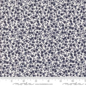 Summertime Bloom 55321 Cream Navy - Moda Fabrics - Flowers Floral Blossoms Small Petals - Quilting Cotton Fabric