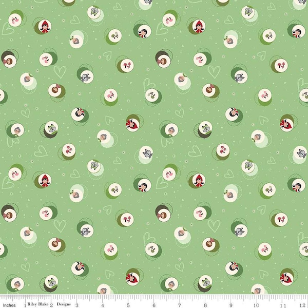 SALE To Grandmother's House Character Cameo C14372 Green by Riley Blake Designs - Little Red Riding Hood - Quilting Cotton Fabric