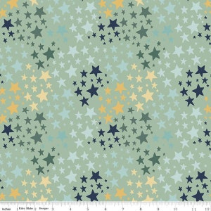 25" End of Bolt - FLANNEL It's a Boy Stars F13904 Sage - Riley Blake Designs - Star - FLANNEL Cotton Fabric
