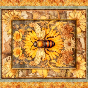 Queen Bee Panel 30481 Honey S - by QT Fabrics - Honeybee - Quilting Cotton Fabric