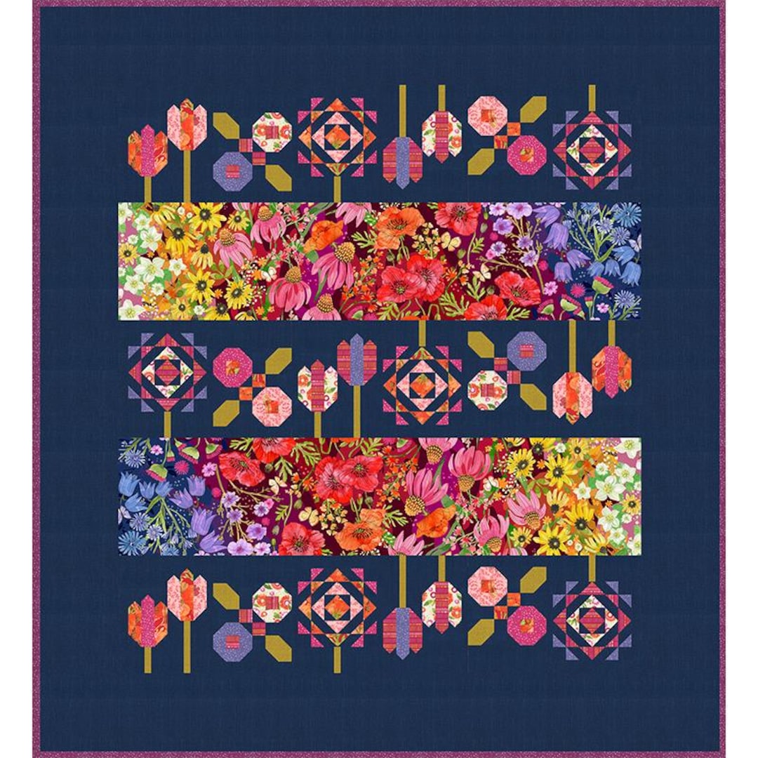 Moda Springbrook Quilt Kit Superbloom Quilt Kit KIT48780 - Moda Fabrics - Pattern Fabric - Piecing ...