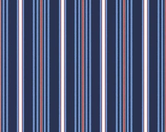 Yacht Club Stripe C15925 Navy - Riley Blake Designs - Multicolored Striped Lines - Quilting Cotton Fabric